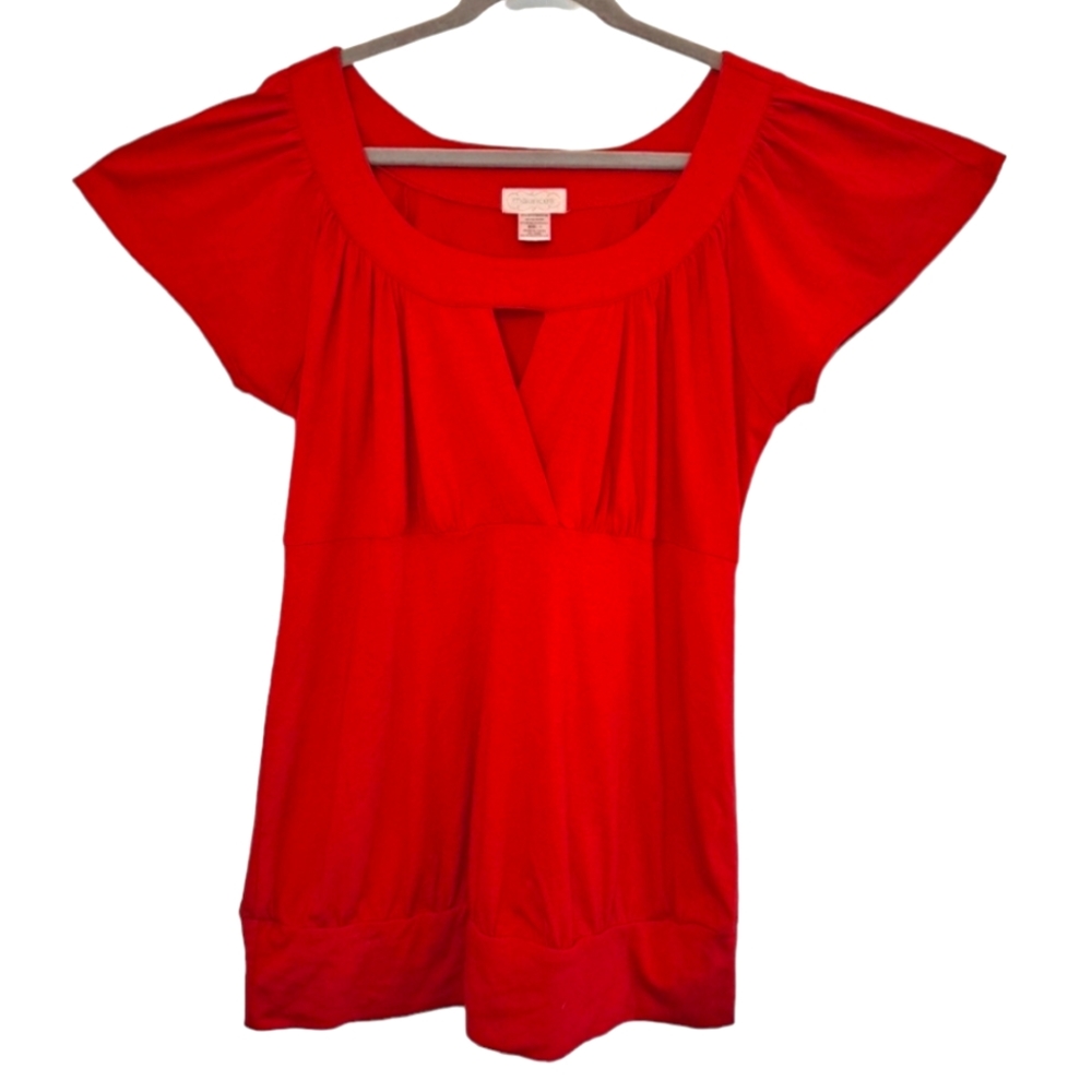 Maurices Red Flutter Sleeved Tunic Plus Size 0x - image 1